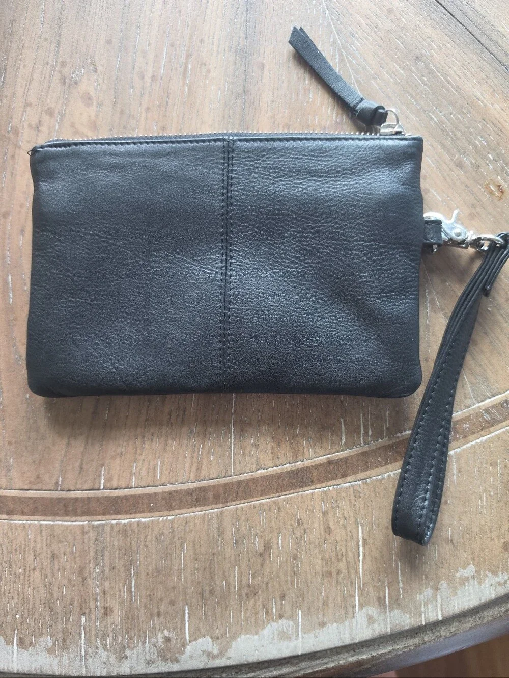 DAY & MOOD Anthropologie Denmark Black Leather Clutch Wristlet